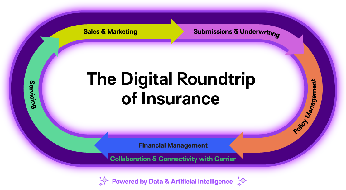 Digital Roundtrip of insurance infographic